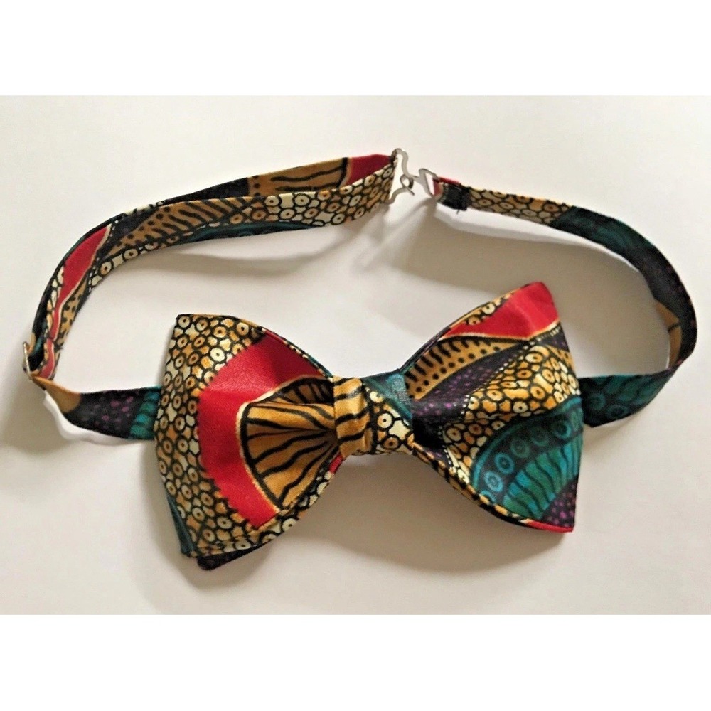 Handmade Men's African Print Kente Bow Tie Pre-tied Colorful